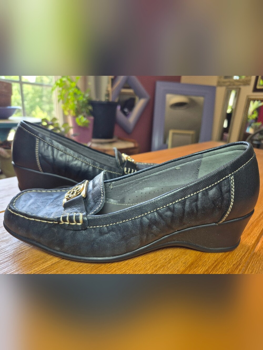 L'By Elcanto Black Leather‎ Loafers - Womens Size 6